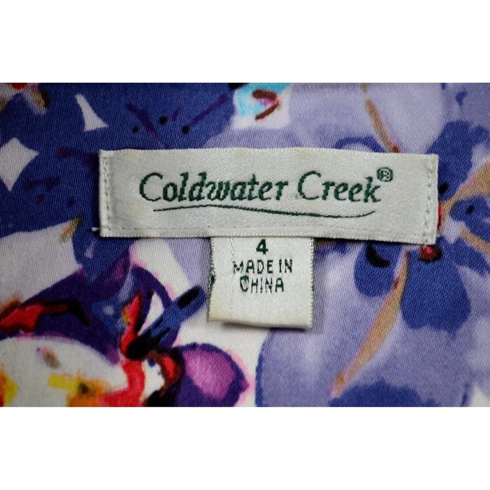 Coldwater Creek Jacket Women's Size 4 Multicolor Floral 3/4 Sleeve Button Front‎
